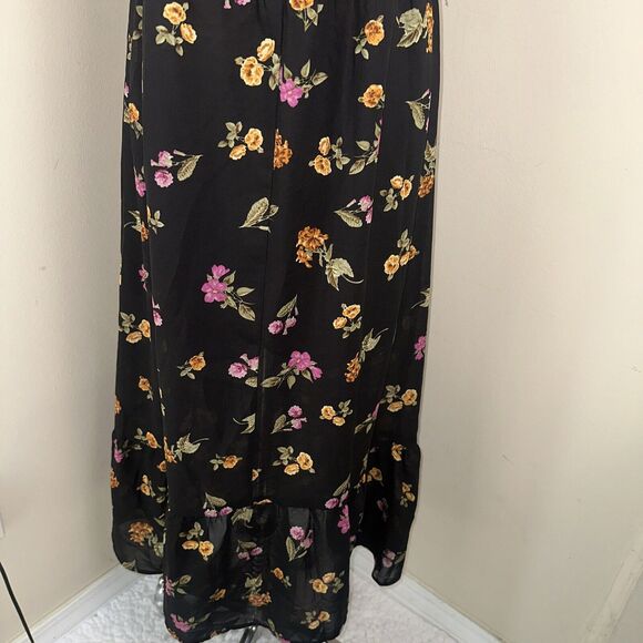 Speed Control Midi Dress Black Floral Print Loose Fit Spaghetti Straps Sz XL EUC - Picture 8 of 11